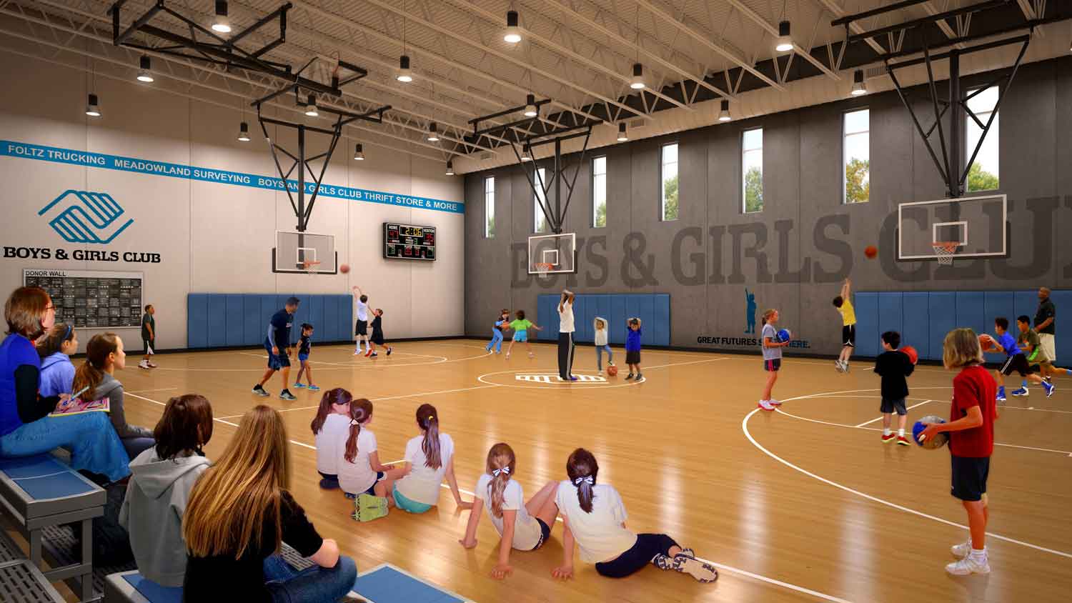 Boys and Girls club building design. Indoor gym architecture Minnesota